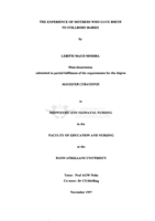 The experience of mothers who gave birth to stillborn babies