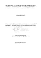 The social impact of water cost-recovery on the livelihood of female-headed households : a case study of Ivory Park