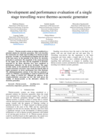 Development and performance evaluation of a single stage travelling-wave thermo-acoustic generator