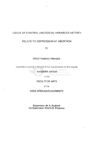 Locus of control and social variables as they relate to depression at abortion