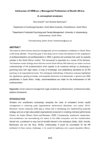 Intricacies of HRM as a managerial profession of South Africa : A conceptual analyses