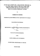 An evaluation of a magnetic physical water treatment device for the prevention of scale fouling in hot-water storage tanks