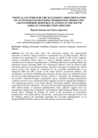 Critical factors for the successful implementation of an integrated building information modelling and enterprise resource planning in the South African construction industry