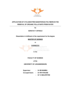 Application of cyclodextrin nanoporous polymers in the removal of organic pollutants from water