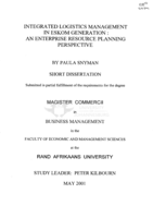 Integrated logistics management in Eskom generation : an enterprise resource planning perspective