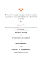 Review of the ecological implications of artificial waterhole closures in the Kruger National Park and the effect thereof on tourism