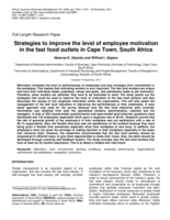 Strategies to improve the level of employee motivation in the fast food outlets in Cape Town, South Africa