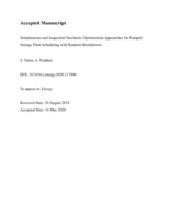 Simultaneous and sequential stochastic optimization approaches for pumped storage plant scheduling with random breakdowns