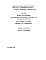 Investigating SAP as an intervention case study: Johannesburg Water