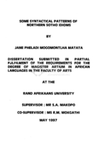 Some syntactical patterns of Northern Sotho idioms.