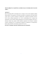 The feasibility of adopting clothing mass customisation in South Africa