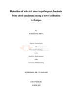 Detection of selected entero-pathogenic bacteria from stool specimens using a novel collection technique
