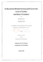 The relationship between individualism/collectivism, locus of control and sense of coherence