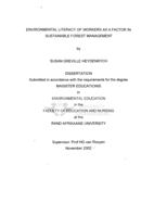 Environmental literacy of workers as a factor in sustainable forest management