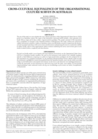 Cross-cultural equivalence of the Organisational Culture Survey in Australia.