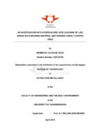 An investigation into hydrochloric acid leaching of low grade gold-bearing material and oxidized cobalt-copper ores