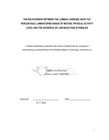 The relationship between the lumbar lordosis, body fat percentage, lumbar spine range of motion, physical activity level and the incidence of low back pain in females