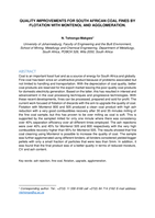 Quality improvements for South African coal fines by flotation with montenol and agglomeration