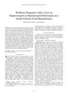 Wellness programs with a view to improvement in operational performance at a South African food manufacturer