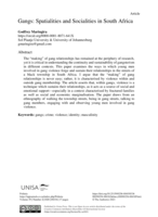 Gangs : spatialities and socialities in South Africa
