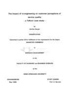 The impact of re-engineering on customer perceptions of service quality : a Telkom case study