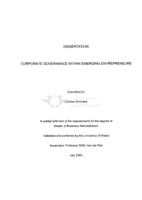 Corporate governance within emerging entrepreneurs