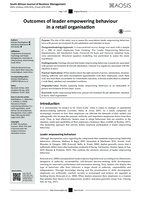 Outcomes of leader empowering behaviour in a retail organisation