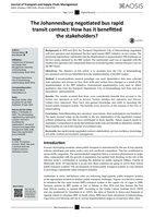 The Johannesburg negotiated bus rapid transit contract : how has it benefitted the stakeholders?