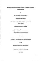 Writing competence of ESL learners in grade 12 English examinations
