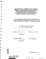 The effect of a homoeopathic complex remedy, (Argentum nitricum 200 CH, Kalium phosphoricum 200 CH and Gelsemium sempervirens 200 CH), on perceived levels of anxiety and cortisol levels in students