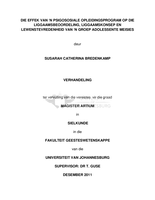 Die effek van ‘n psigososiale opleidingsprogram op die liggaamsbeoordeling, liggaamskonsep en lewenstevredenheid van ‘n groep adolessente meisies
