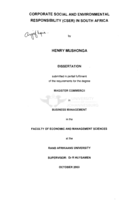Corporate social and environmental responsibility (CSER) in South Africa