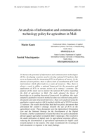 An analysis of information and communication technology policy for agriculture in Mali