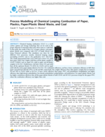 Process modelling of chemical looping combustion of paper, plastics, paper/plastic blend waste, and coal