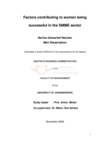 Factors contributing to women being successful in the SMME sector