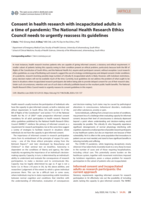 Consent in health research with incapacitated adults in a time of pandemic : the National Health Research Ethics Council needs to urgently reassess its guidelines