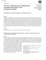 The rise of “behavioral man” : randomized controlled trials and the “new” development agenda