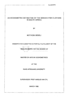 An econometric estimation of the demand for clothing in South Africa