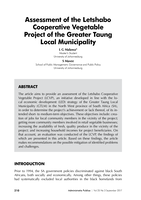 Assessment of the Letshabo Cooperative Vegetable Project of the Greater Taung Local Municipality