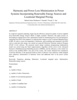 Harmonic and power loss minimization in power systems incorporating renewable energy sources and locational marginal pricing