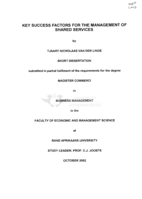 Key success factors for the management of shared services
