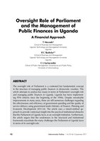 Oversight role of parliament and the management of public finances in Uganda