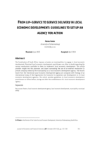 From lip-service to service delivery in local economic development : guidelines to set up an agency for action