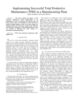 Implementing successful total productive maintenance (TPM) in a manufacturing plant