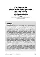 Challenges in public debt management in South Africa