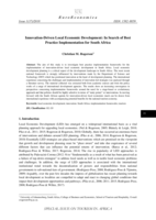Innovation-driven local economic development : in search of best practice implementation for South Africa