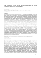 The challenge facing social housing institutions in South Africa : a case study of Johannesburg