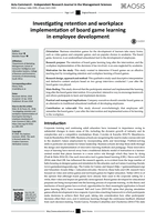 Investigating retention and workplace implementation of board game learning in employee development