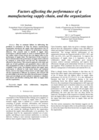 Factors affecting the performance of a manufacturing supply chain, and the organization