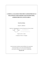 A critical analysis of the mine closure process as followed by the de Beers Oaks Diamond Mine, Limpopo province, South Africa